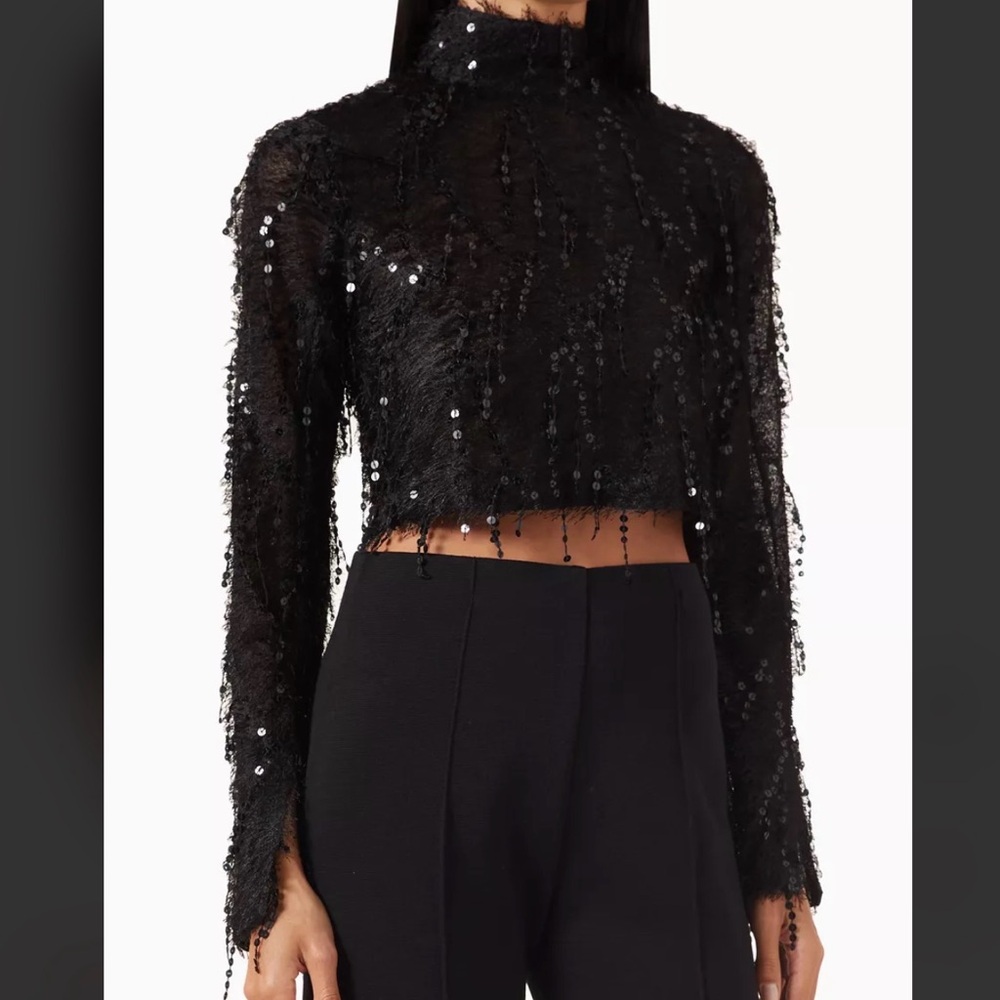 Chic Black Sequin Women's Blouse